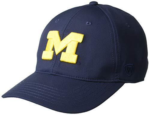 Michigan Wolverines Men's Navy Blue Athletic Mesh Stretch One Fit Hat - Campus Hats