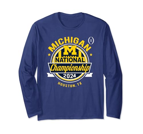 Michigan Wolverines 2024 CFP National Championship Logo Navy Long Sleeve T-Shirt