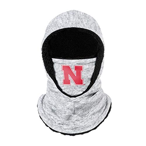 FOCO Nebraska Cornhuskers NCAA Heather Grey Big Logo Hooded Gaiter, adult (SVNCGRHDSN)