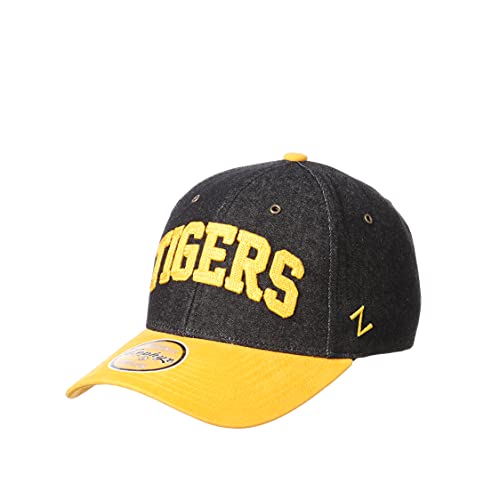 Zephyr NCAA LSU Tigers Mens Adjustable Relaxed Fit Hat Denim Tamarack, LSU Tigers Black, Adjustable