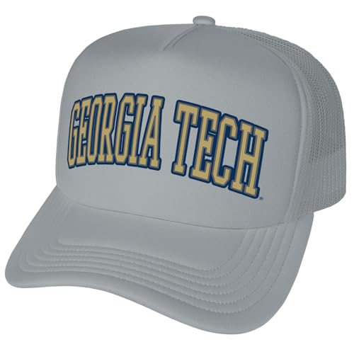 Campus Lab Official Georgia Tech Distressed School Name Foam Snapback Trucker Hat - Unisex for Men and Women