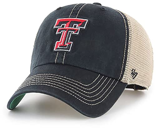 '47 Texas Tech Red Raiders Mens Womens Trawler Clean Up Adjustable Snapback Black Team Color Logo Hat