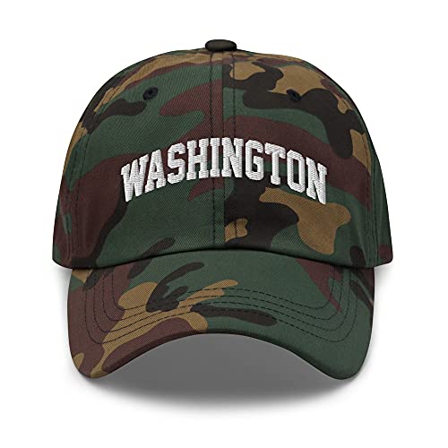 Washington Vintage State Athletic Style Dad hat Green Camo