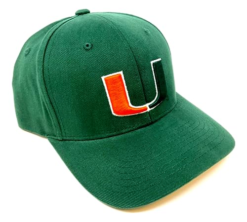 MVP Miami Hurricanes U Logo Green Curved Bill Adjustable Hat