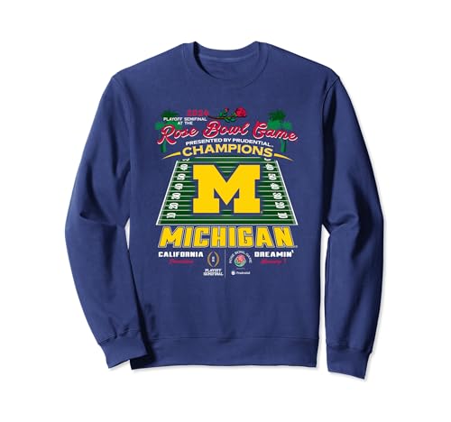 Michigan Wolverines 2024 Rose Bowl Champs Field Navy Sweatshirt