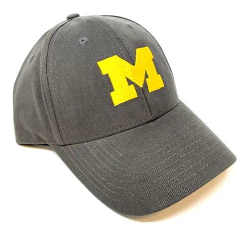 MVP Michigan Wolverines Logo Solid Grey Curved Bill Adjustable Hat