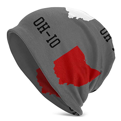 Skull Cap Beanie for Men Oh-Io State Flag Slouchy Beanie Hats Gray Lightweight All Season Knit Warm Hats Cap Soft Cap for Unisex Hat