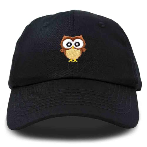 DALIX Cute Owl Embroidered Dad Cap Cotton Baseball Hat Women in Black