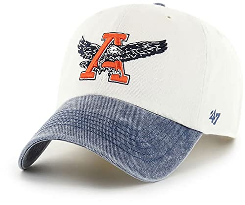 '47 Auburn Hat (Auburn Tigers) Mens Womens Clean Up Adjustable Cap, White, Denim Blue Visor, One Size