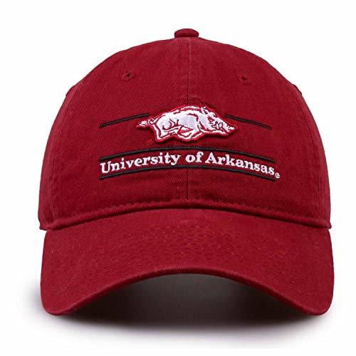 The Game NCAA Adult Bar Hat - Garment Washed Twill - Embroidered Design - Elevate Your Style and Show Your Team Spirit (Arkansas Razorbacks - Red, Adult Adjustable)