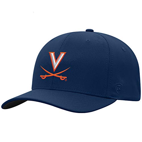 Top of the World NCAA Virginia Cavaliers Mens Reflex NCAA One Fit Hat Team Color Primary Icon, Black, OSFM