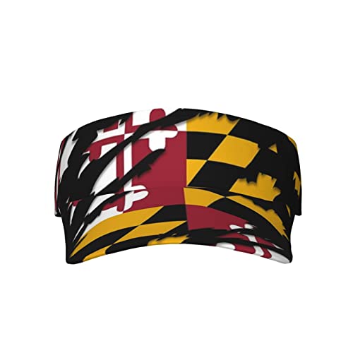 Maryland State Flag Sport Sun Visor Hats Adjustable Empty Top Baseball Cap Outdoor Maryland Sun Caps for Women and Men