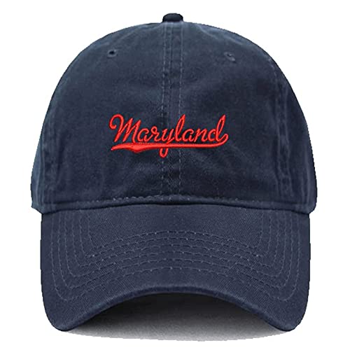 Lyprerazy Men's Baseball Cap Maryland - MD Embroidery Hat Cotton Embroidered Casual Baseball Caps (Navy,7)