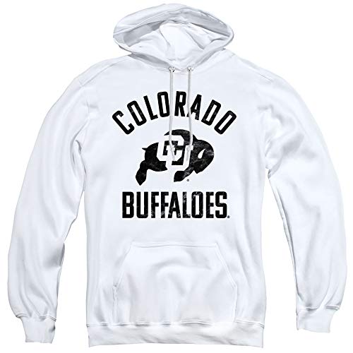 University of Colorado Official One Color Buffaloes Logo Unisex Adult Pull-Over Hoodie, White, Medium