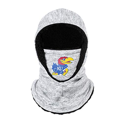 FOCO Kansas Jayhawks NCAA Heather Grey Big Logo Hooded Gaiter, adult (SVNCGRHDSN)