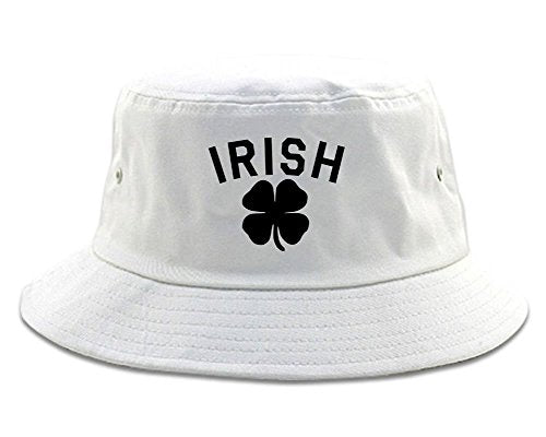 Irish Four Leaf Clover St Patricks Day Mens Bucket Hat White