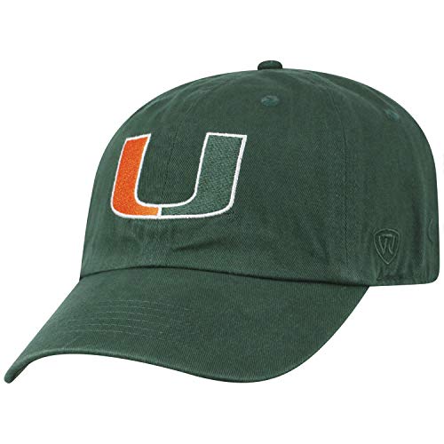 Top of the World Miami Hurricanes Men's Adjustable Relaxed Fit Team Icon hat, One Size