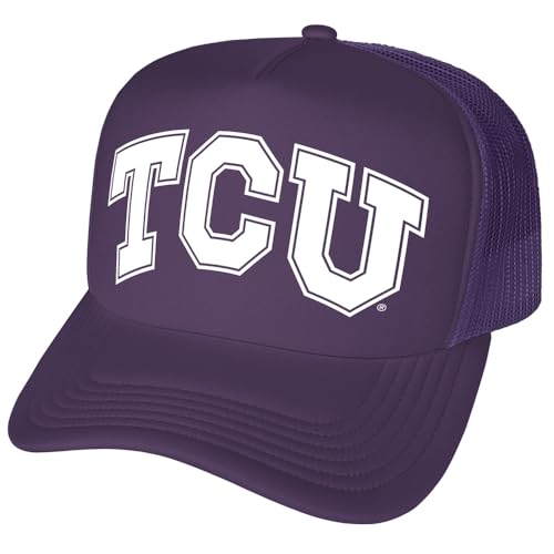 Campus Lab Official TCU Distressed School Name Foam Snapback Trucker Hat - Unisex for Men and Women