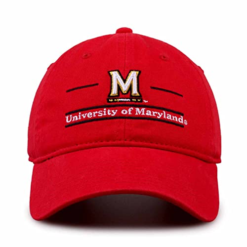 Bar Hat with Adjustable Relaxed Fit for Men and Women - Embroidered Logo (Maryland Terrapins - Red, Adult Adjustable)