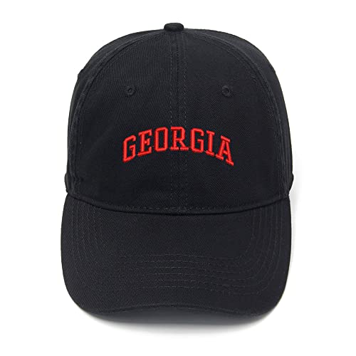 WINGZOO Men's Baseball Caps North Georgia - GA Embroidered Dad Hat Washed Cotton Adjustable Embroidery Cap Black