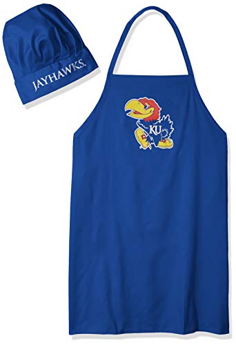 Pro Specialties Group NCAA Kansas Jayhawks Mens Chef Hat & Apron, Full Color Team Logo, one size