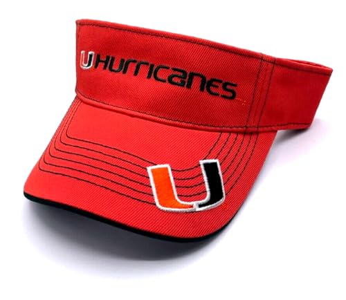 University Miami Classic Edition Visor Hat Hurricanes Team Logo Adjustable Cap (Orange)