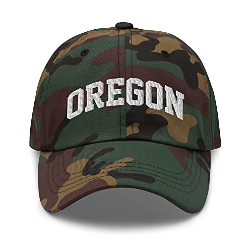 Oregon Vintage State Athletic Style Dad hat Green Camo