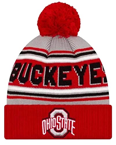 New Era Men's Cold Weather Cuffed Sport Knit Beanie Hat Cap Major League College Collegiate (Buckeyes Cheer Ohio State) Black