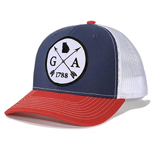 Homeland Tees Men's Georgia Arrow Patch Trucker Hat - Blue/Red/White