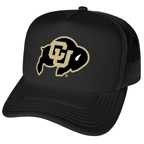 Campus Lab Official University of Colorado Primary Logo Foam Snapback Trucker Hat - Unisex for Men and Women Black