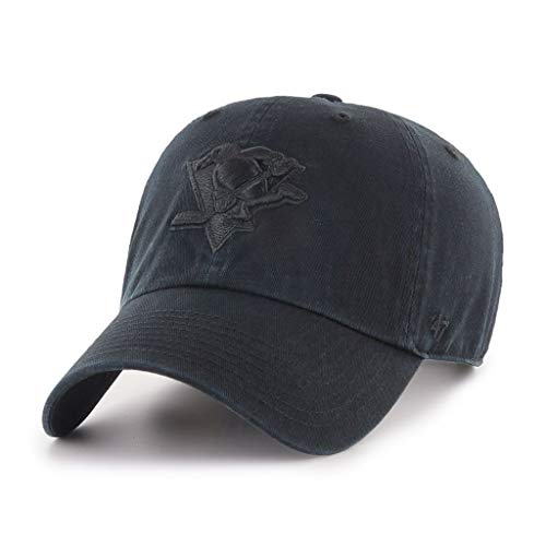 '47 Pittsburgh Penguins Men's Black on Black Clean Up Adjustable Hat - One Size