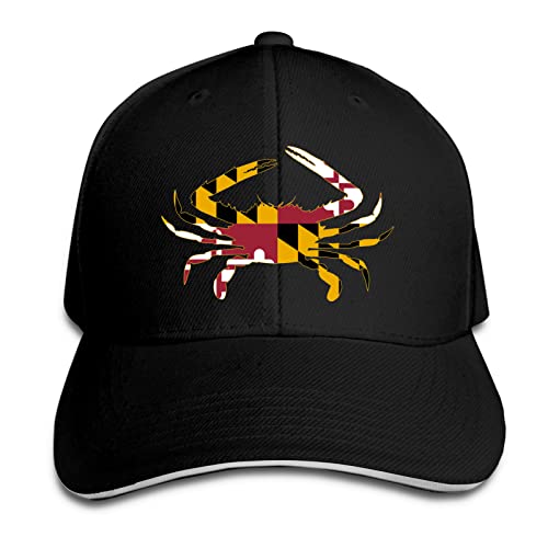 Maryland State Crab Flag Unisex Adult Fashion Trend Punk Sun Hat Dad Caps Baseball Cap Trucker Cap Adjustable Black (Maryland State Crab Flag1, One Size)