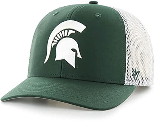 Michigan State Spartans Mens Womens Trucker Adjustable Snapback Dark Green Team Color Logo Hat by '47