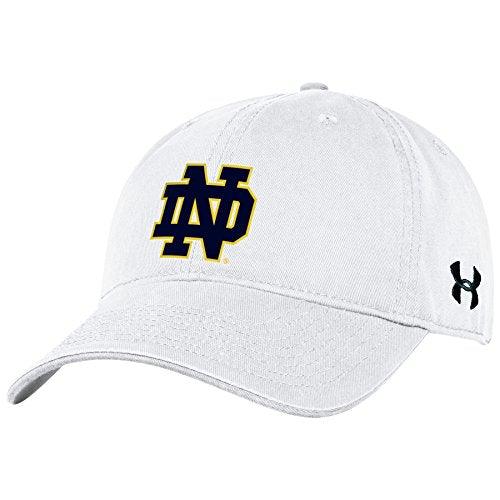 Under Armour NCAA Notre Dame Fighting Irish Relaxed Cotton Adjustable Hat, One Size, White - Campus Hats