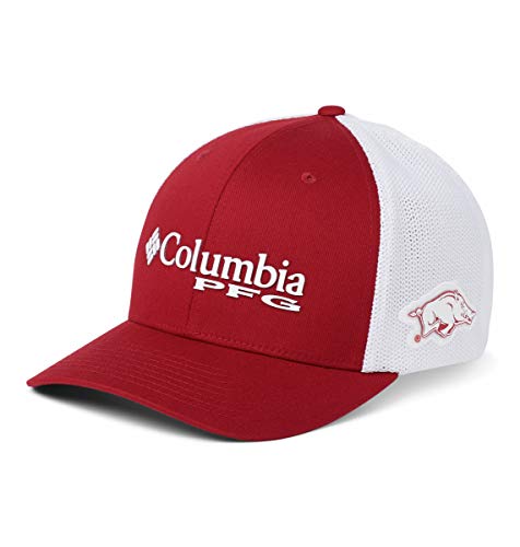 Columbia NCAA Arkansas Razorbacks Men's PFG Mesh Ball Cap Large/X-Large, Large/X-Large, ARK - Red Velvet