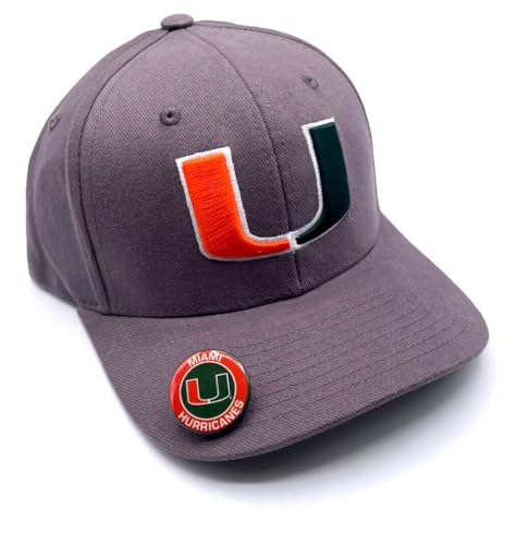 Officially Licensed University Miami Classic MVP Hat Adjustable Hurricanes Logo Structured Cap (Gray)