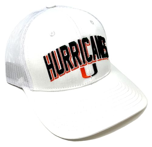 Eliminator Miami Hurricanes Text Logo Curved Bill Mesh Trucker Snapback Hat