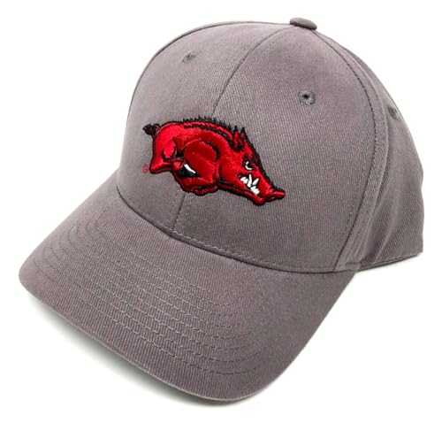 National Cap MVP Arkansas Razorbacks Hogs Mascot Logo Dark Grey Curved Bill Adjustable Hat