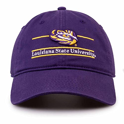 The Game Bar Hat with Adjustable Relaxed Fit for Men and Women - Embroidered Logo (LSU Tigers - Purple, Adult Adjustable)