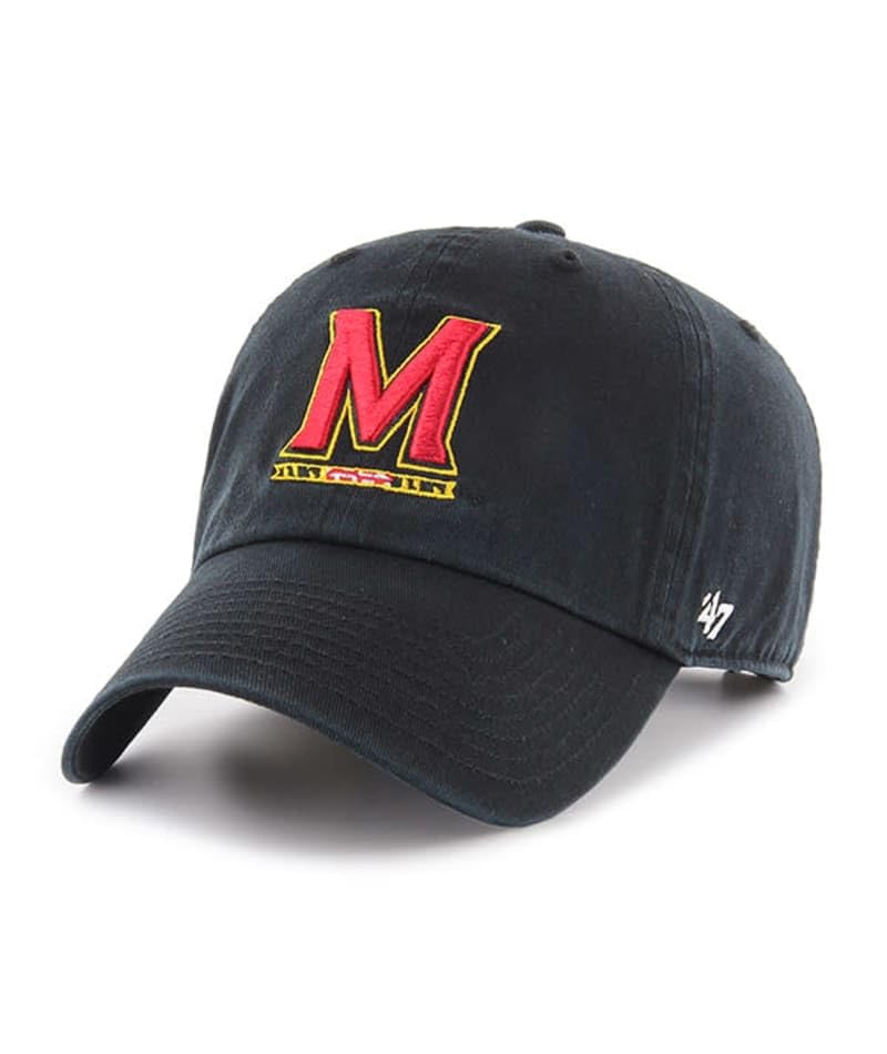 '47 Maryland Terrapins Hat Mens Womens Clean Up Adjustable Cap, Black, One Size