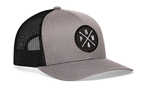 HAKA PNW Hat – Pacific Northwest Trucker Mesh Snapback Baseball Cap (Grey/Black)