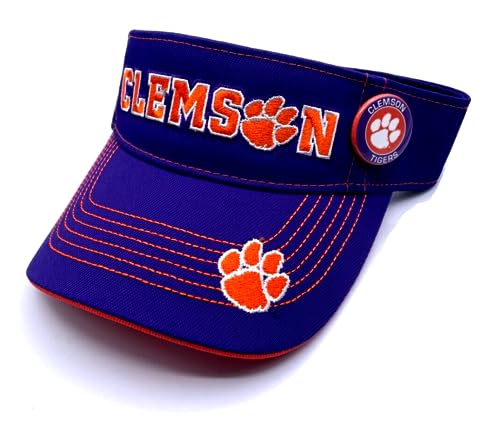 Offically Licensed Clemson Visor Hat Adjustable Classic University Team Logo Cap (Purple)