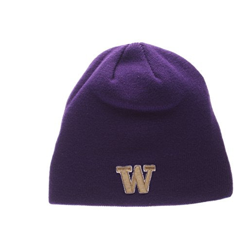 ZHATS Washington Huskies Purple Edge Skull Cap - NCAA Cuffless Winter Knit Beanie Toque Hat