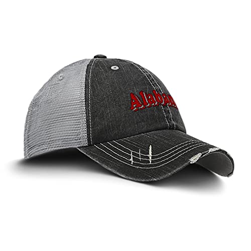 Custom Distressed Trucker Hat Alabama Style C Love Cotton Trucker Hats for Men & Women Black Gray Design Only
