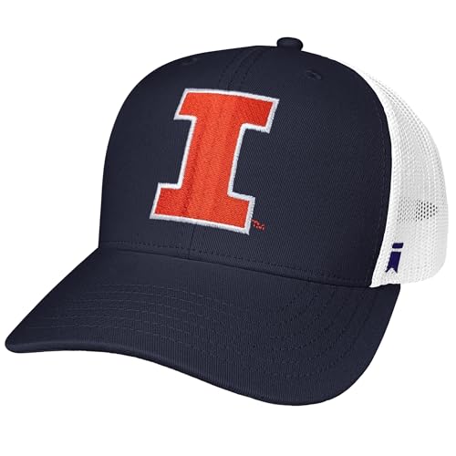 Campus Lab Official University of Illinois Team Logo Adjustable Snapback Trucker Hat - Unisex for Men and Women Navy