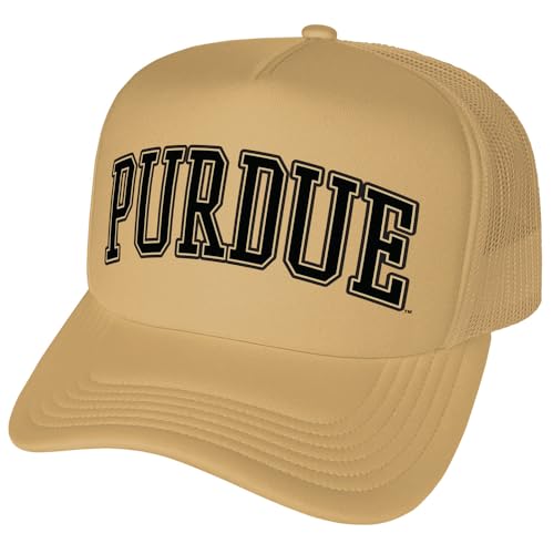 Campus Lab Official Purdue University Distressed School Name Foam Snapback Trucker Hat - Unisex for Men and Women