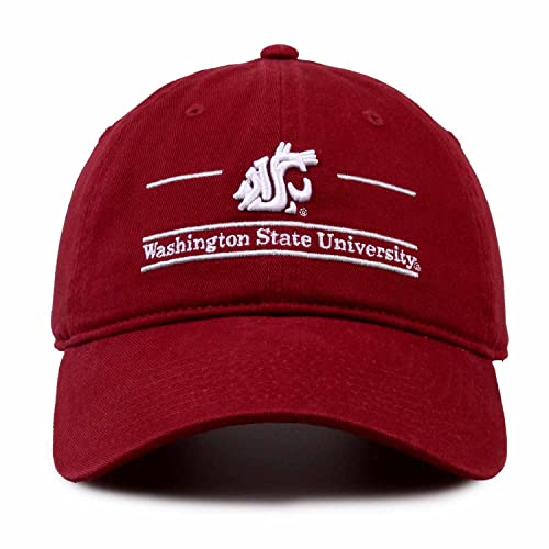 The Game NCAA Adult Bar Hat - Garment Washed Twill - Embroidered Design - Elevate Your Style and Show Your Team Spirit (Washington State Cougars - Red, Adult Adjustable)