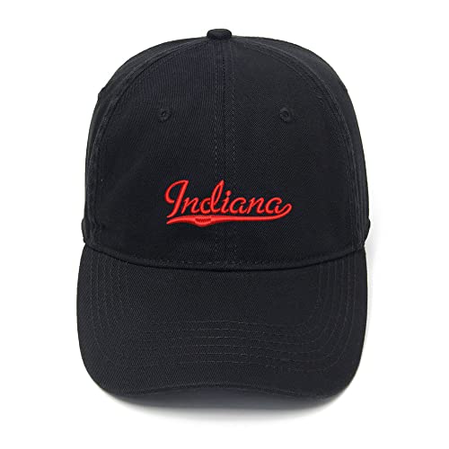 WINGZOO Men's Baseball Caps Indiana - in Embroidered Dad Hat Washed Cotton Adjustable Embroidery Cap Black