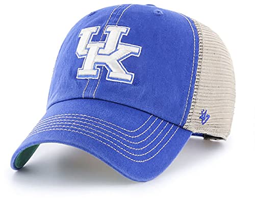Kentucky Wildcats Mens Womens Trawler Clean Up Adjustable Snapback Royal Blue Team Hat by '47 Brand Color Logo Hat