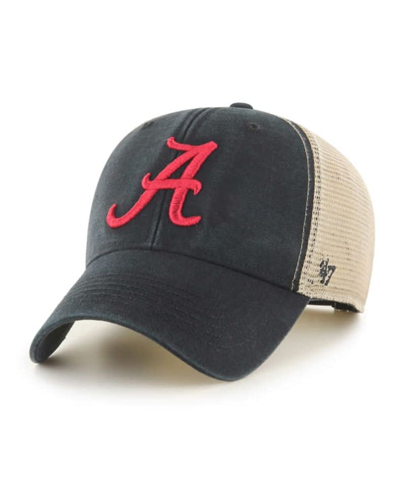 Alabama Crimson Tide Mens Womens Flagship Wash MVP Adjustable Snapback Black Trucker Hat by '47 Brand